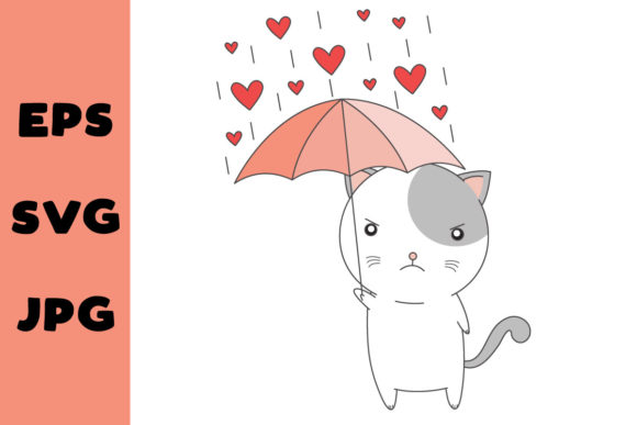 Anti Valentine Cat Carrying Un Umbrella