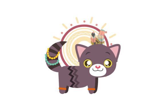 Boho Sun and Cat Animal