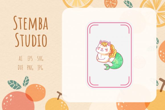 Card Cat Mermaid Illustration Vector Design