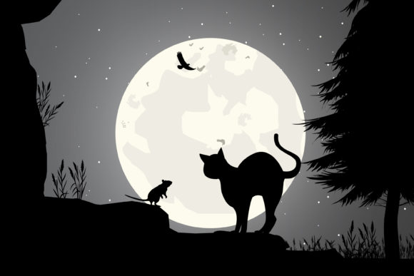 Cat and Mouse Silhouette