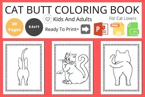 Cat Butt Coloring Book for Kids Adults