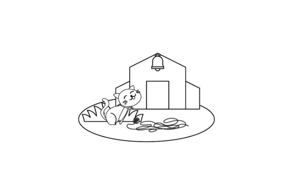Cat Icon Cute Play the Rope Colorless