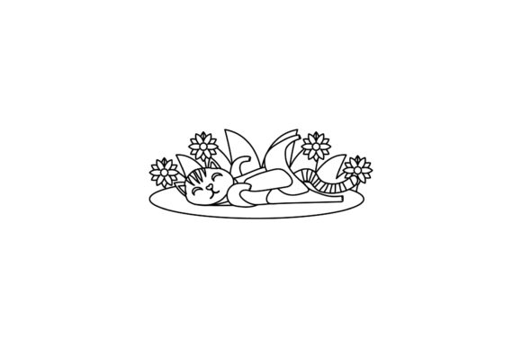 Cat Icon Cute Played Coloring Page