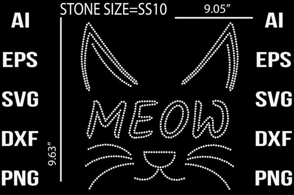 Cat Love Rhinestone Templates Design