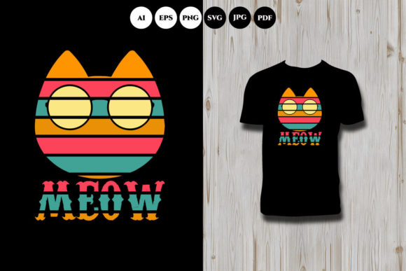 Cat Vintage T Shirt Design