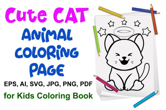 Cute Animal Coloring Page - Cute Cat 2