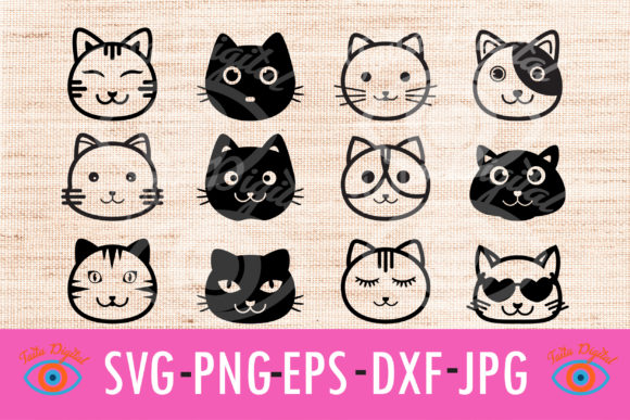 Cute Cat Face or Kitten Head Graphics