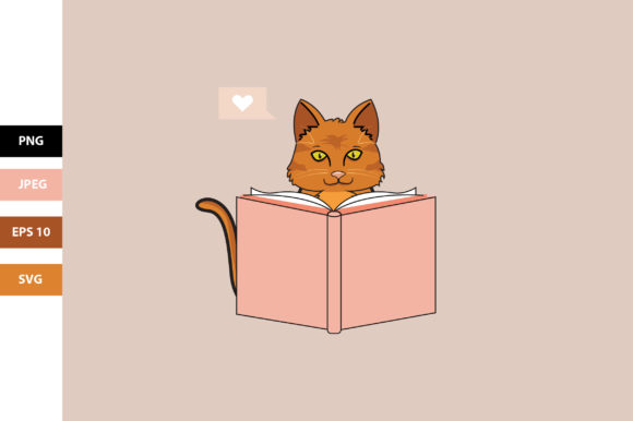 Cute Cat is Reading a Book