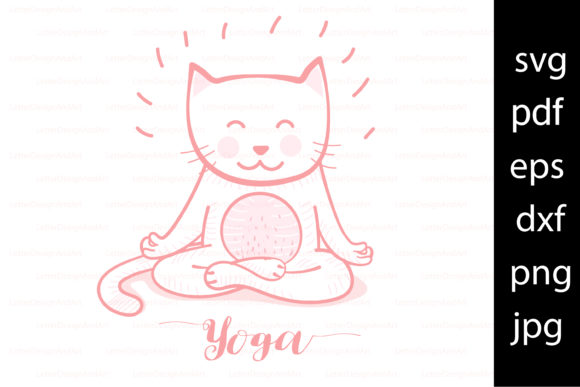 Cute Doodle Cat in Yoga Pose