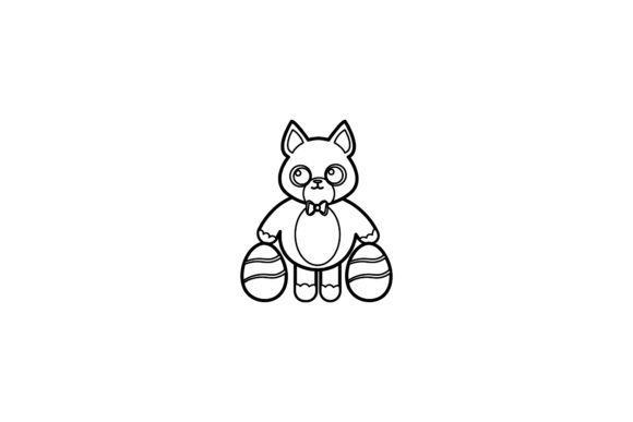 Easter Icon -brown Cat Coloring Page