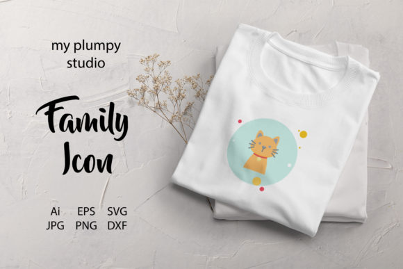 Family Icon Cat Circle Blue