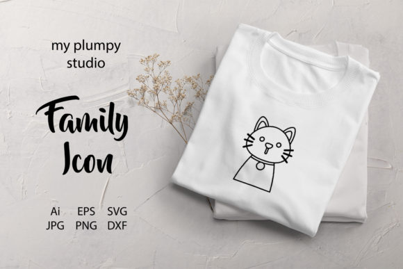 Family Icon Cat Line Black