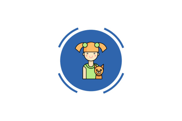 Family Icon Girl Pets Cat
