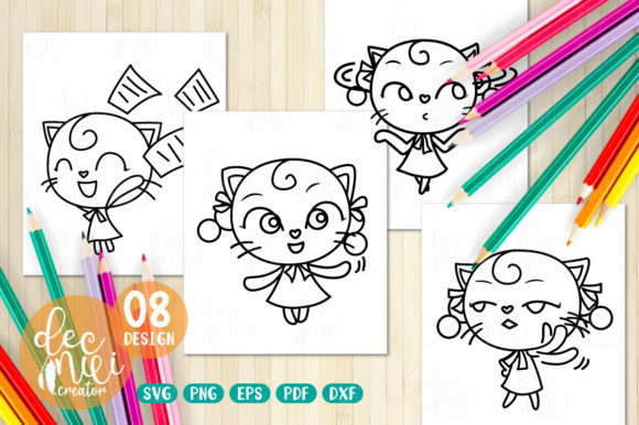 Little Cat Girl Coloring Book No.02