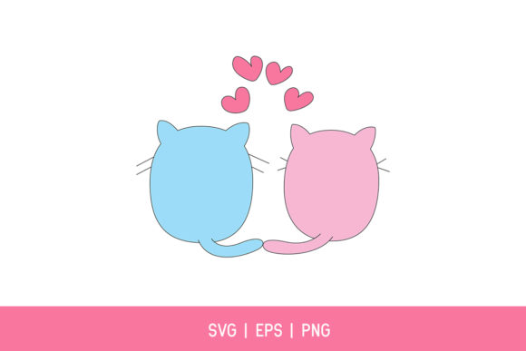 Lovely Couple Cat Illustration