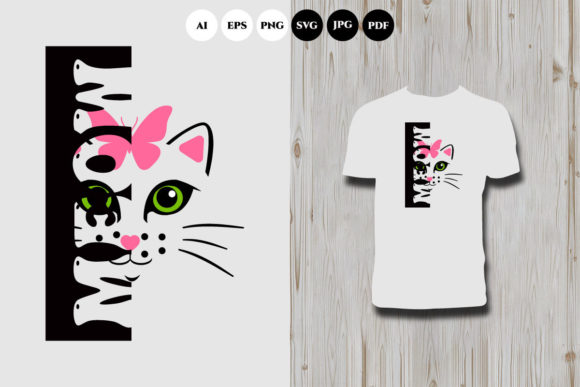 Meow Cat T Shirt Design
