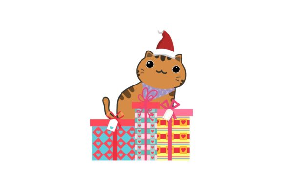 New Year Cat in Santa Hat