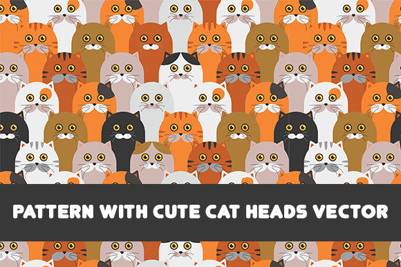 Pattern with Cute Cat Heads
