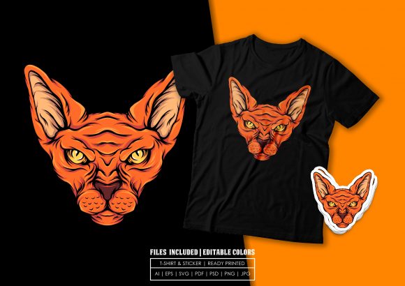 T-shirt Design - Sphynx Cat Head