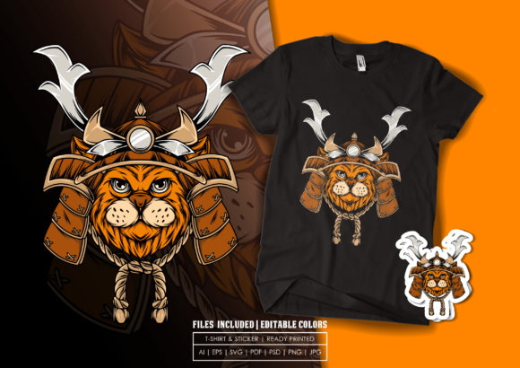 Tshirt Design - Samurai Cat Illustration