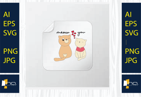 Valentine Cat with Love, non JPG PNG